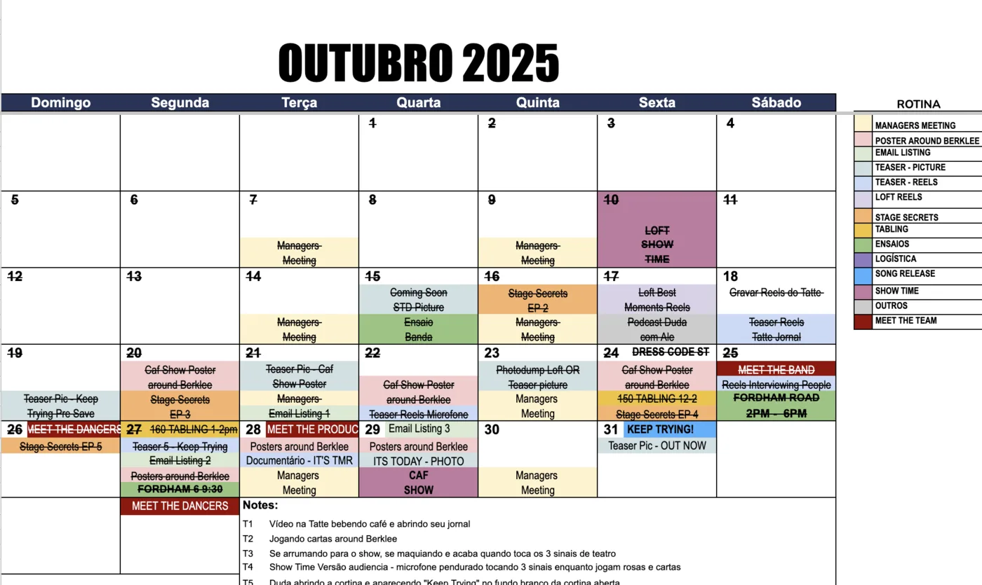 The October campaign calendar mapping every activation across the month